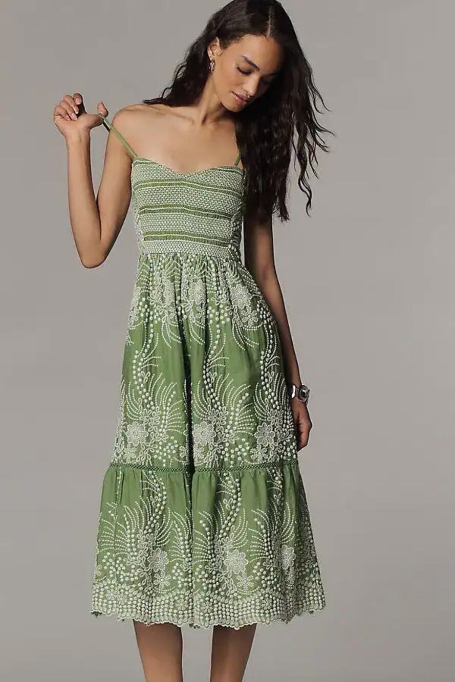 nwt by ANTHROPOLOGIE sz XL Sleeveless Sweetheart Tiered Midi Dress